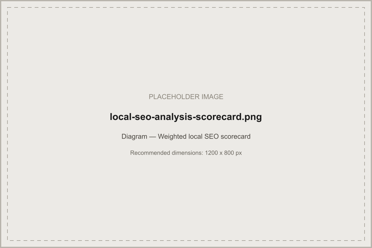 Diagram of the weighted local SEO scorecard categories and weights